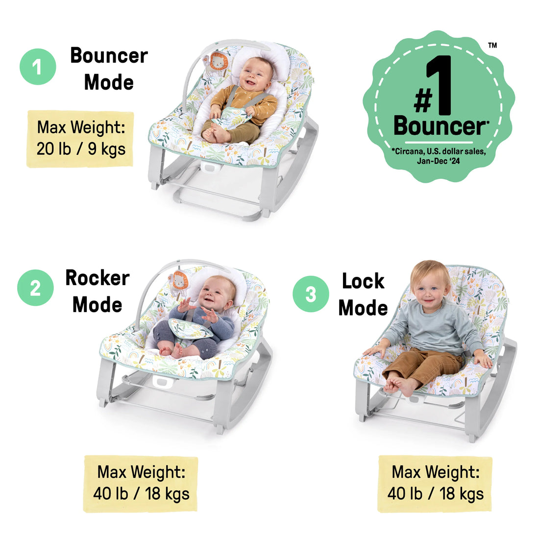 Ingenuity Keep Cozy 3-in-1 Grow with Me Baby Bouncer, Rocker & Toddler Seat, Madi Rocker