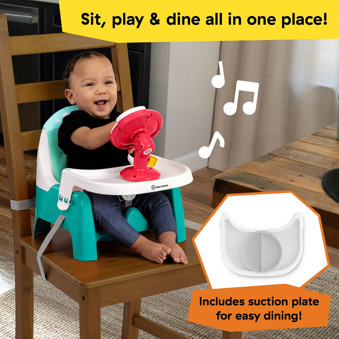 Bright Starts  Farm Explorers Snack & Steer Learn-to-Dine Feeding Seat Booster Seat