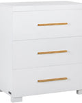 IKID Veneto Chest of Drawers in white finish with natural wood legs and three storage drawers