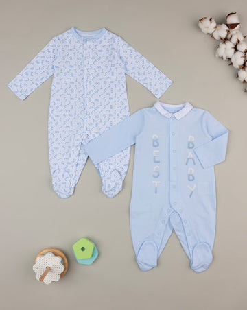 Prenatal Pack of 2 Overalls with Writing- 6-9M - Blue & White | Prenatal, Babies, Nusring, Cybex, Avent Overall