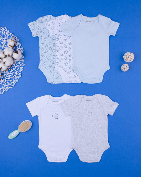 Prenatal Pack of 5 Ribbed Baby Bodysuits "Teddy Bear" | Prenatal, Babies, Nusring, Cybex, Avent Bodysuit