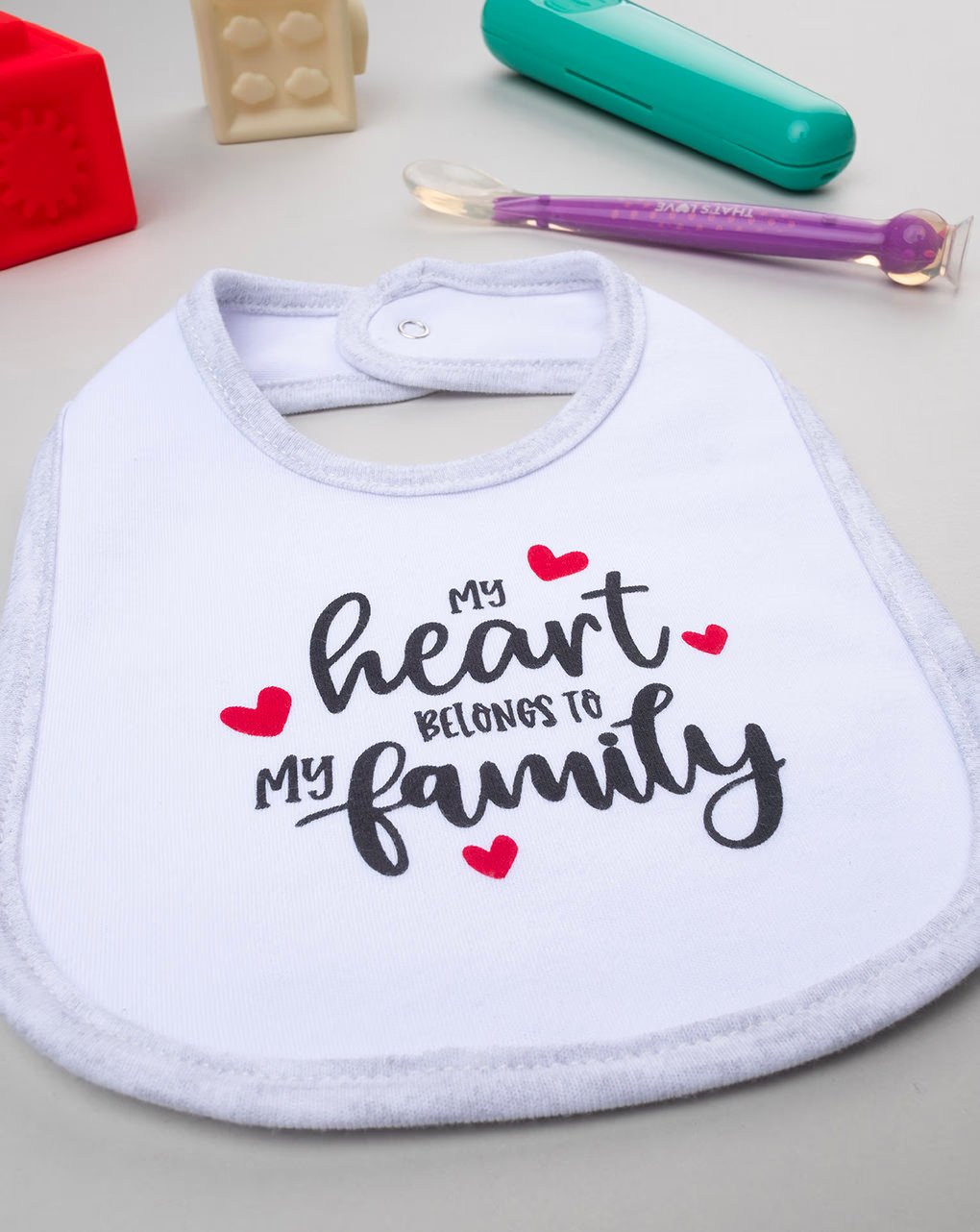 Prenatal Unisex - Grey Family Bib - White | Prenatal, Babies, Nusring, Cybex, Avent Bib