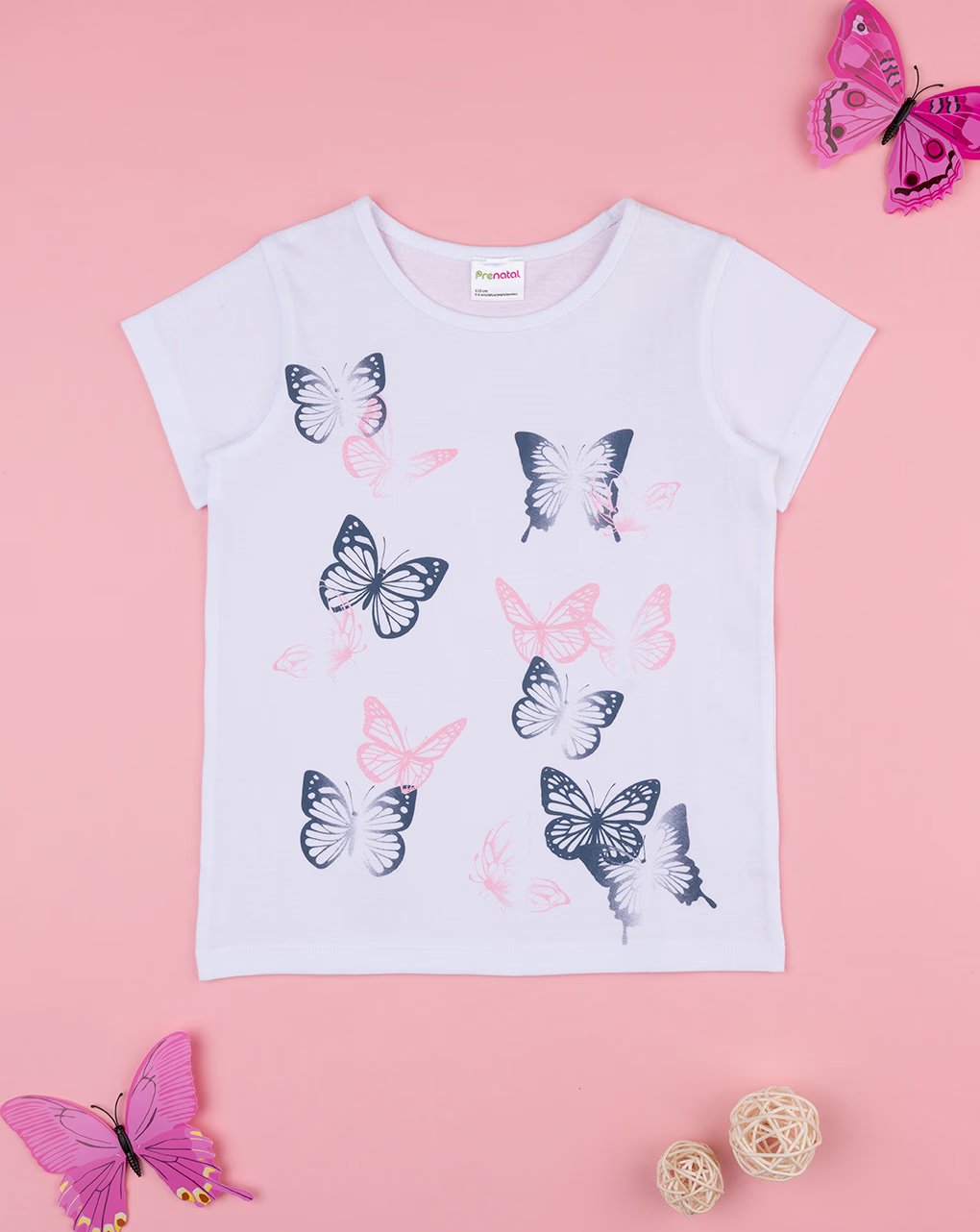Prenatal T-Shirt with Butterfly Print For Girls - White | Prenatal, Babies, Nusring, Cybex, Avent T-Shirt