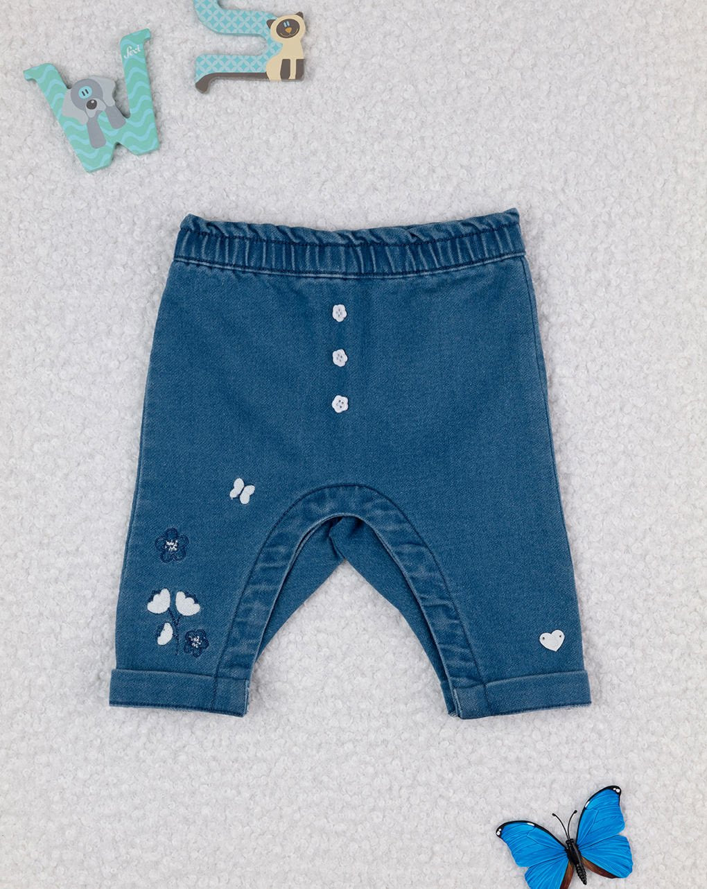 Prenatal Baby Girl Trousers with Embroidery - Denim | Prenatal, Babies, Nusring, Cybex, Avent Shorts