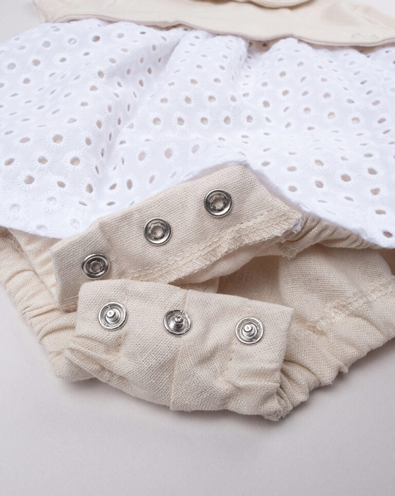 Prenatal Two-Tone Dress For Girls - White,Beige, & Sangallo | Prenatal, Babies, Nusring, Cybex, Avent Dress