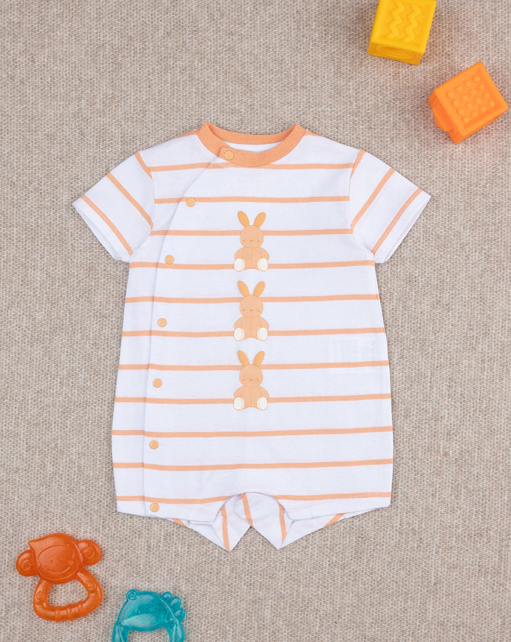 Prenatal Unisex baby smile orange Rabbit onesie Bodysuit