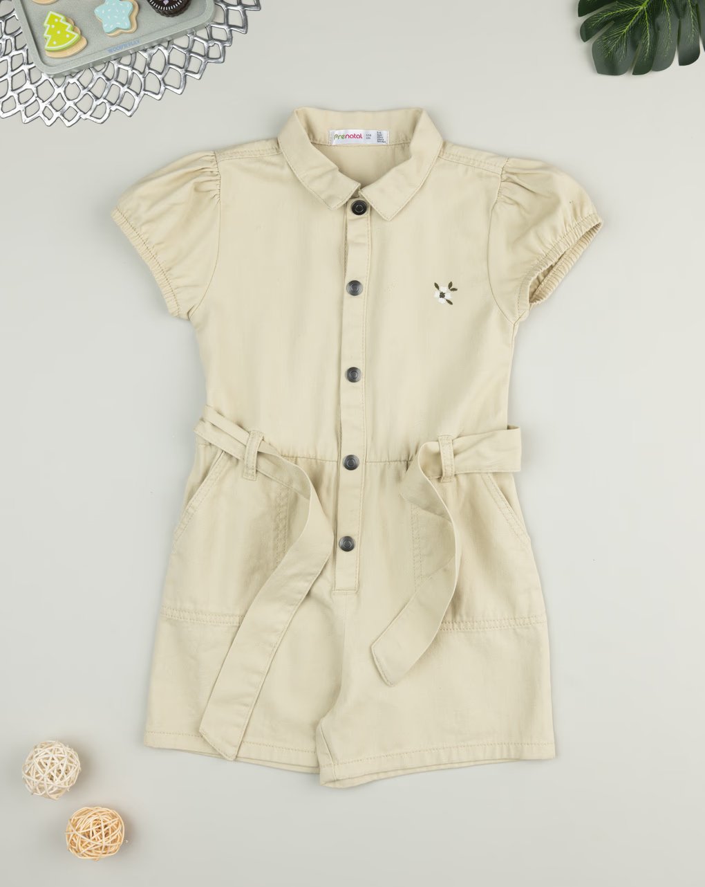 Prenatal Baby Girl Jumpsuit with Embroidery - Beige | Prenatal, Babies, Nusring, Cybex, Avent Bodysuit