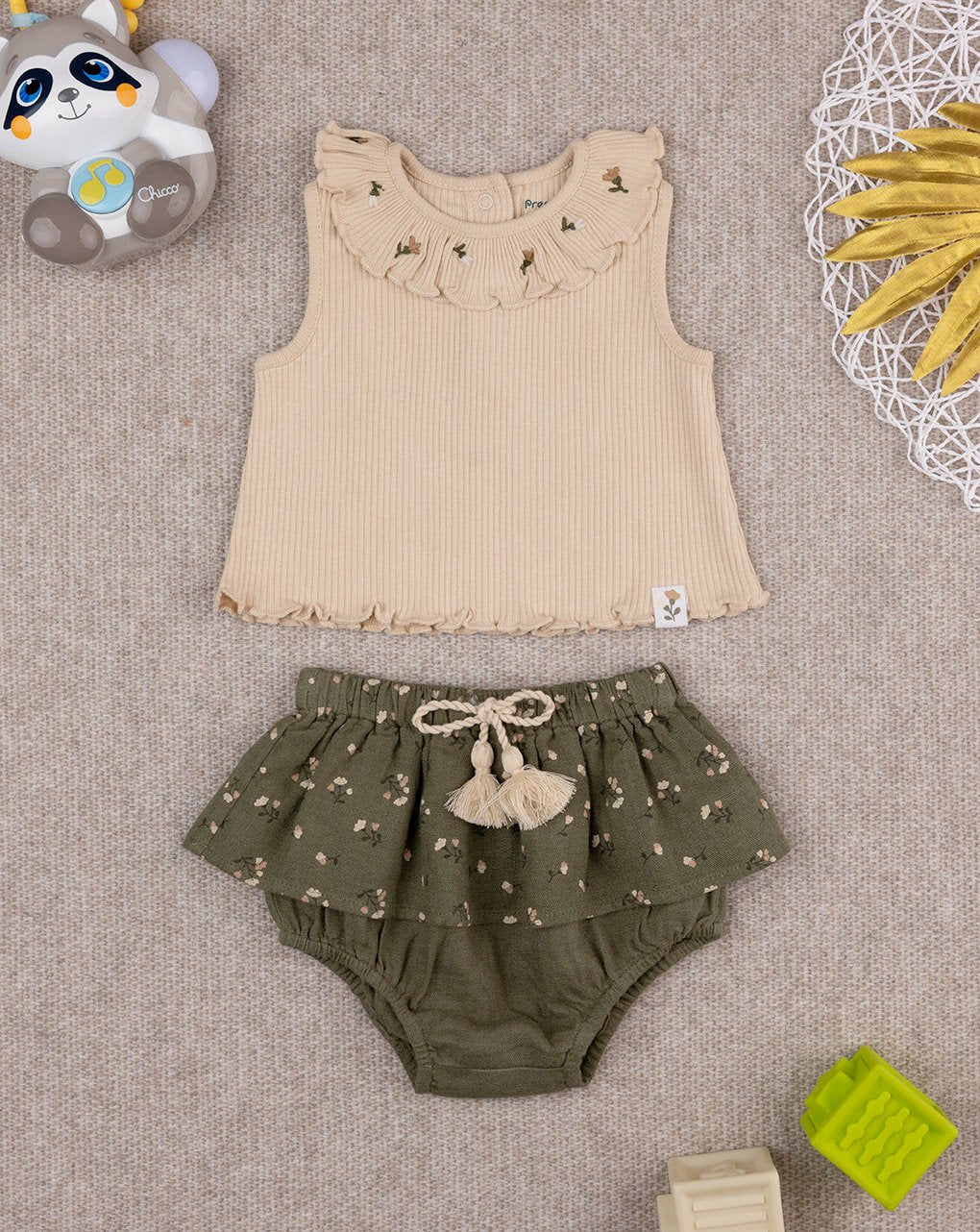 Prenatal Baby Girl Set - Beige & Green | Prenatal, Babies, Nusring, Cybex, Avent Outfit Set