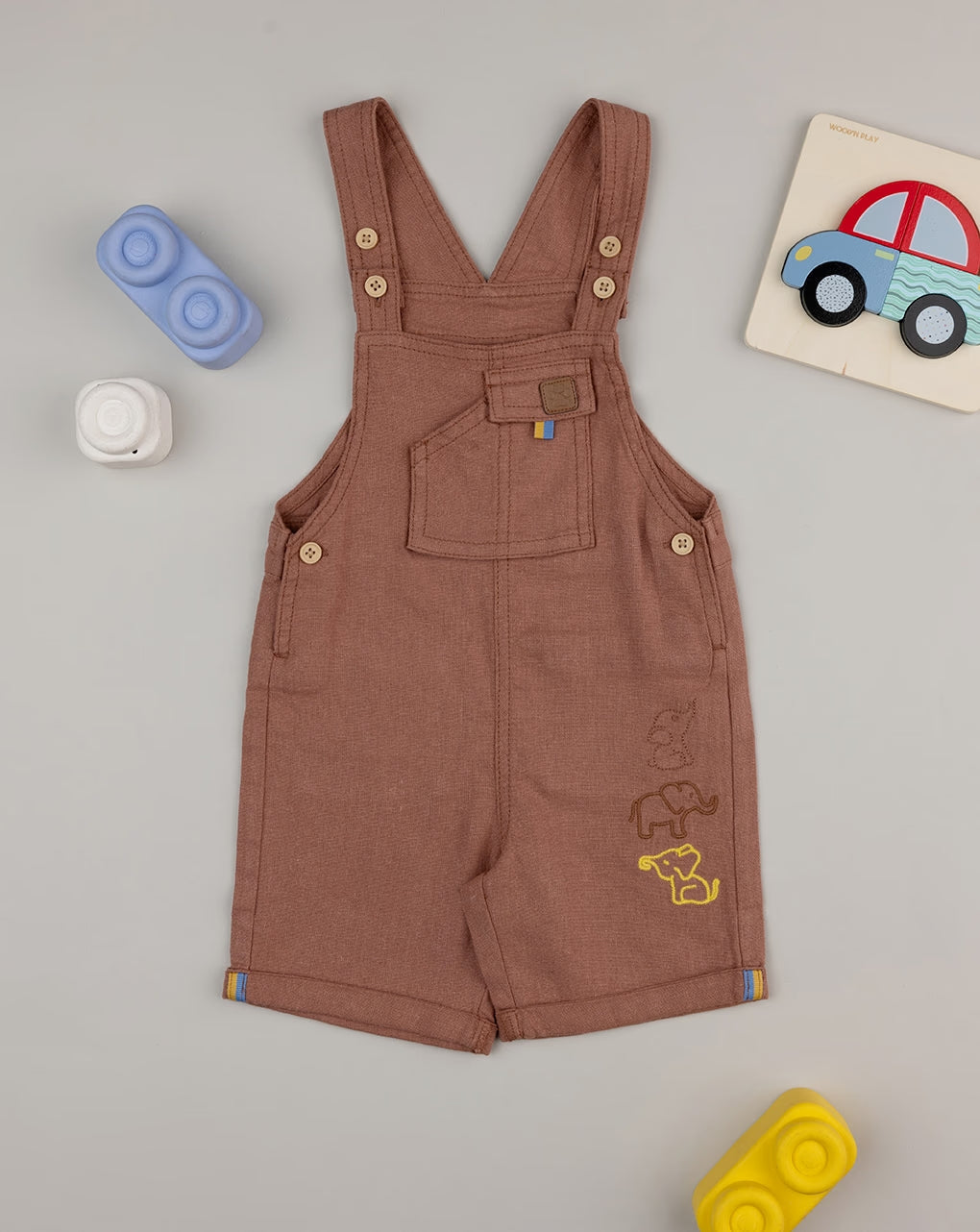 Prenatal Brown linen baby overalls Overall