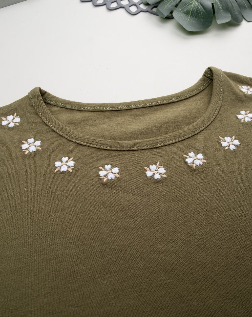 Prenatal T-Shirt For Girls with Embroidered Flowers - Green | Prenatal, Babies, Nusring, Cybex, Avent T-Shirt