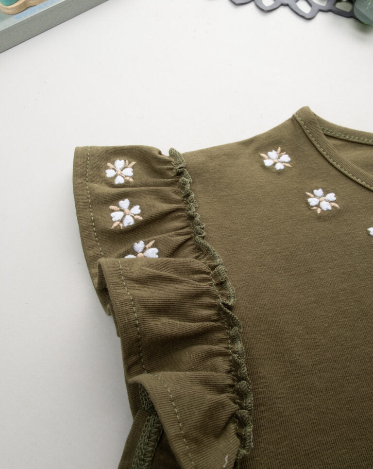 Prenatal T-Shirt For Girls with Embroidered Flowers - Green | Prenatal, Babies, Nusring, Cybex, Avent T-Shirt