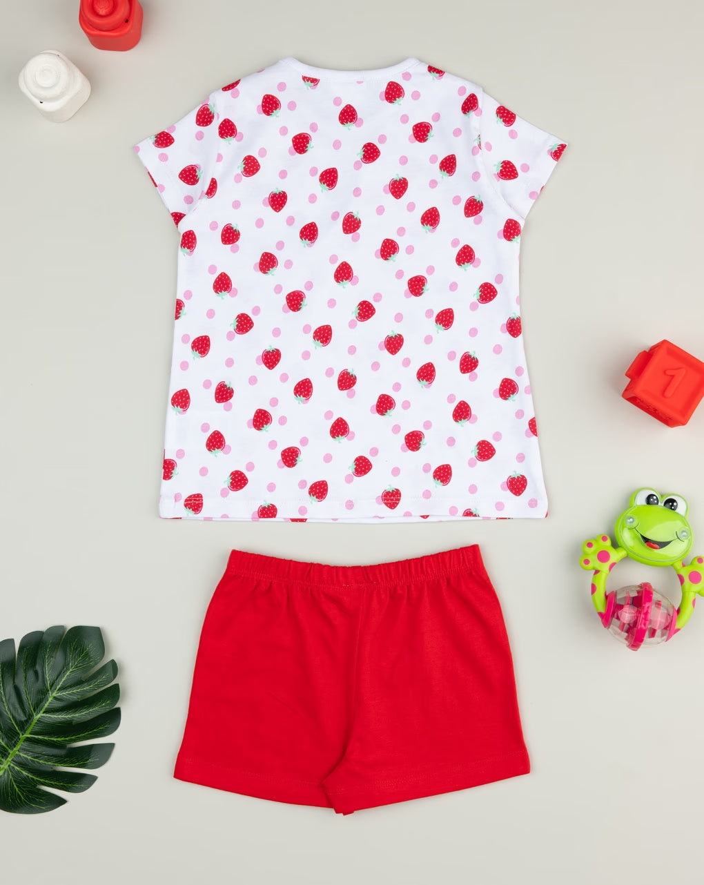 Prenatal White/red strawberry girl's pajamas Pyjama