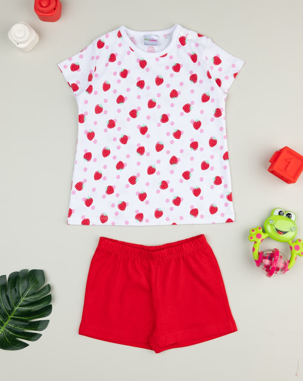 Prenatal White/red strawberry girl's pajamas Pyjama