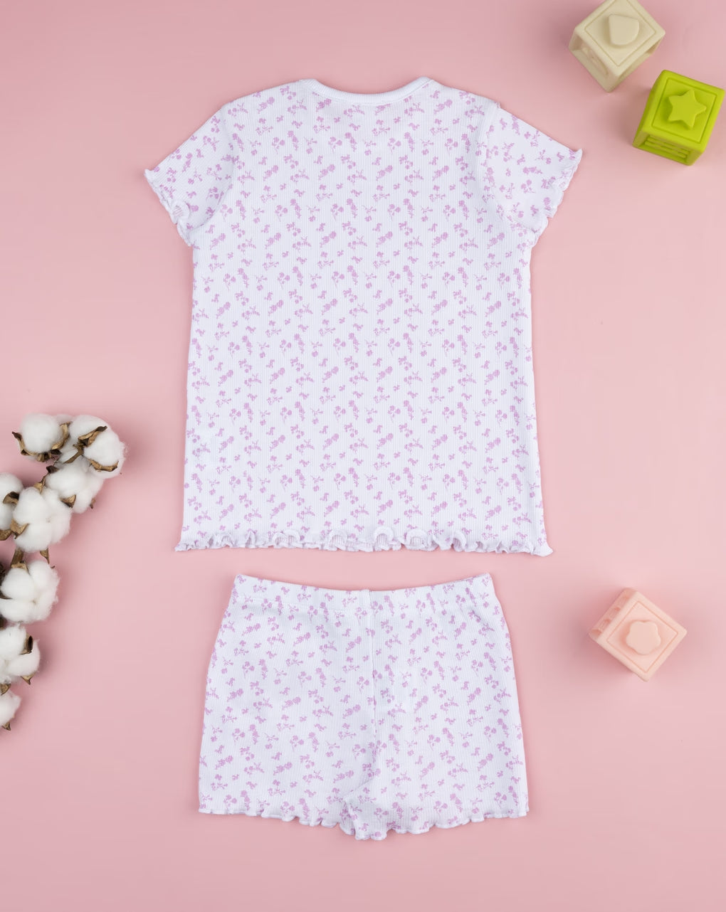 Prenatal Baby girl lilac flower pajamas Pyjama