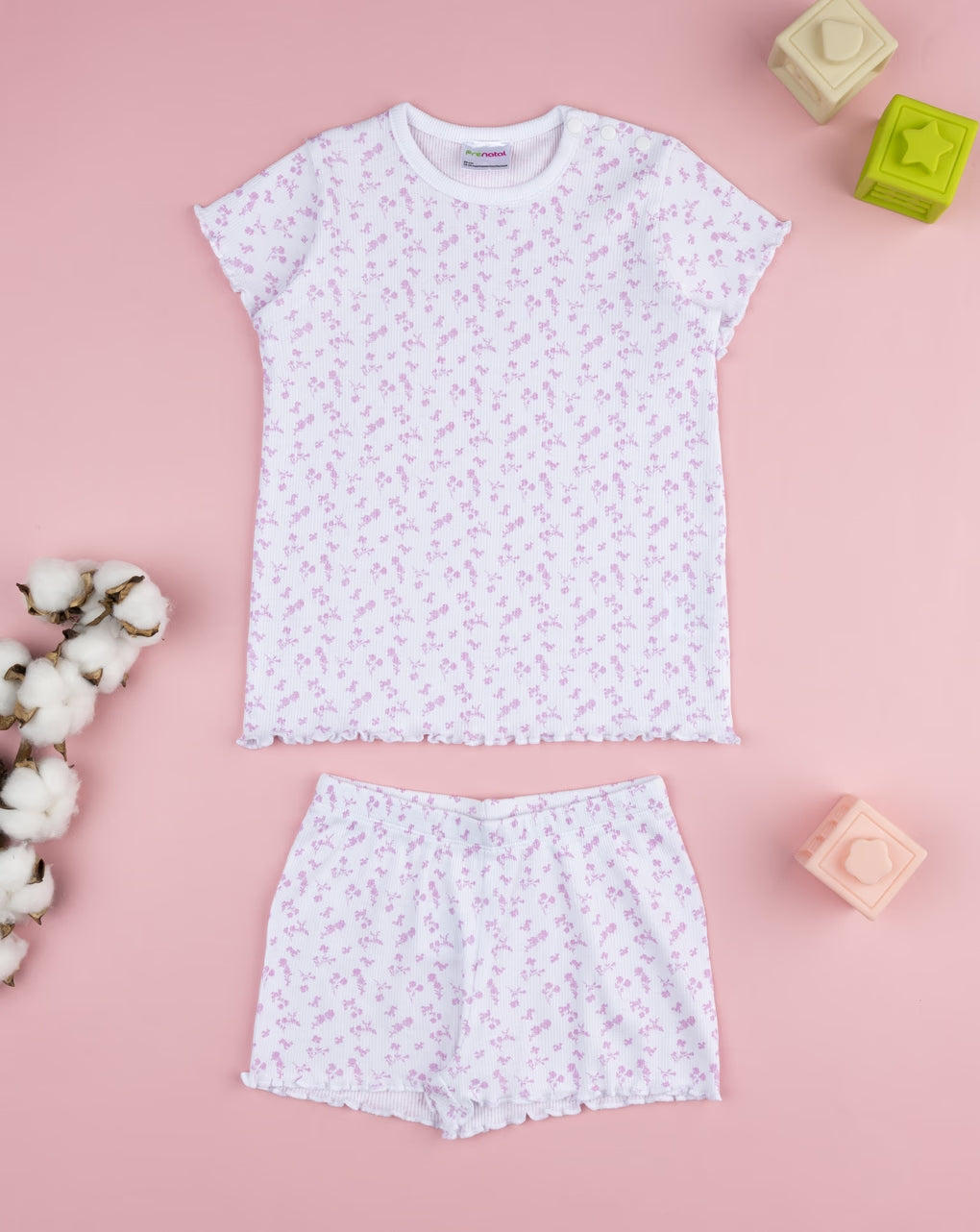 Prenatal Baby girl lilac flower pajamas Pyjama