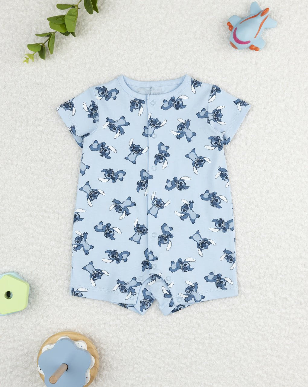 Prenatal Baby blue romper stitch Bodysuit