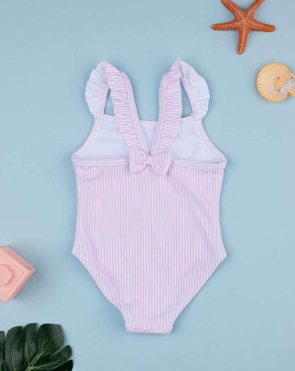 Prenatal Girls' one-piece swimsuit with pink stripes One Piece