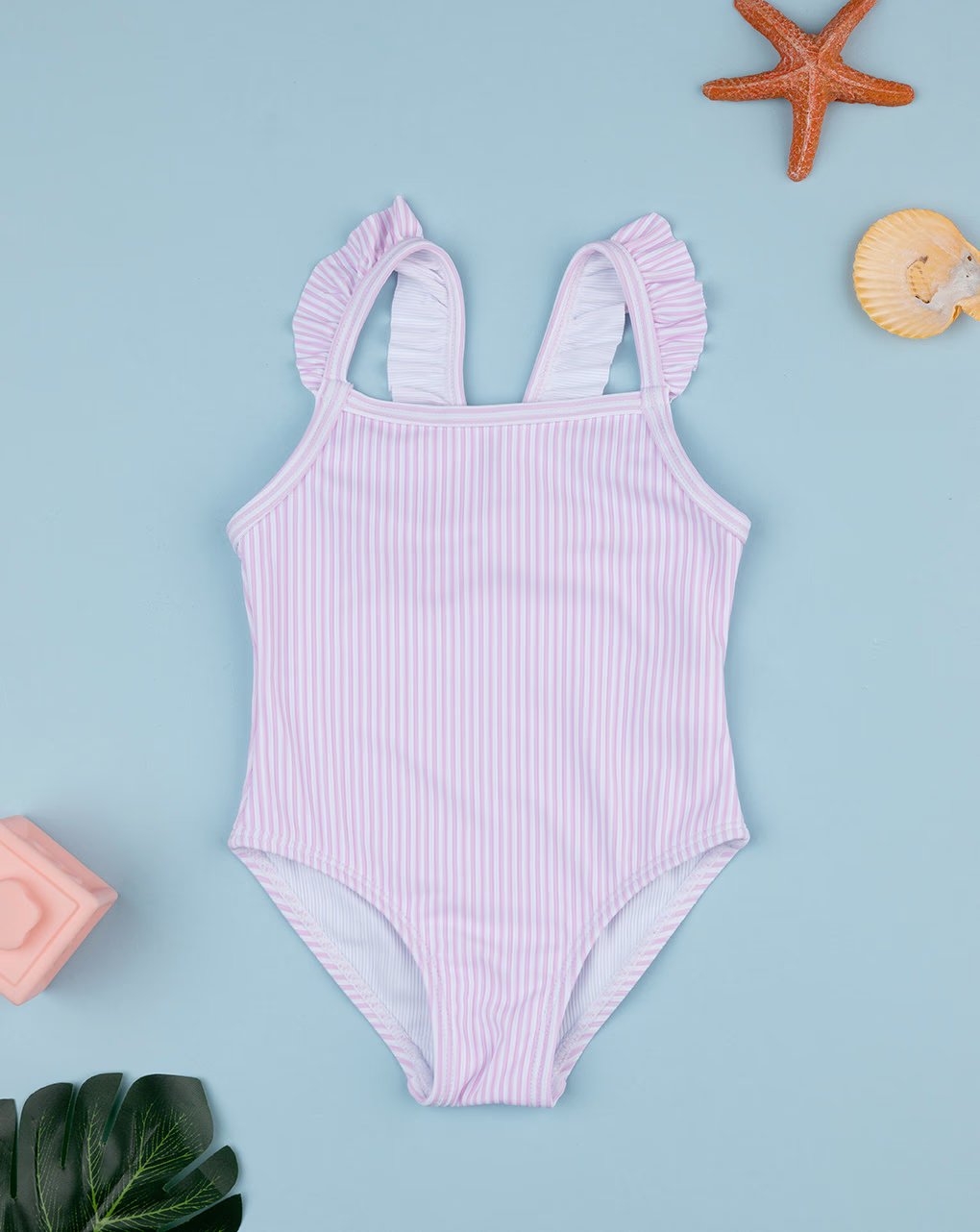 Prenatal Girls' one-piece swimsuit with pink stripes One Piece