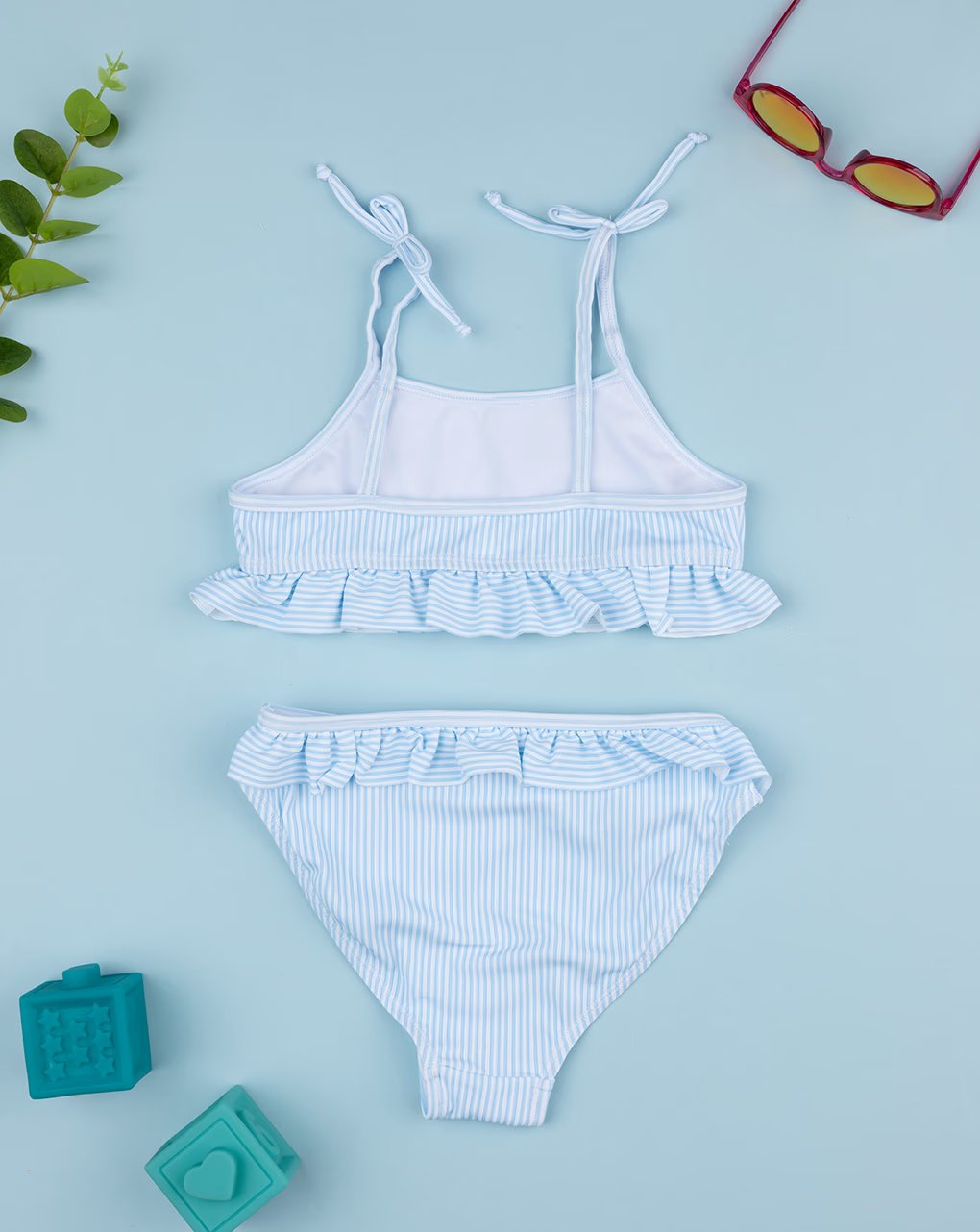 Prenatal Baby girl's bikini with blue stripes One Piece