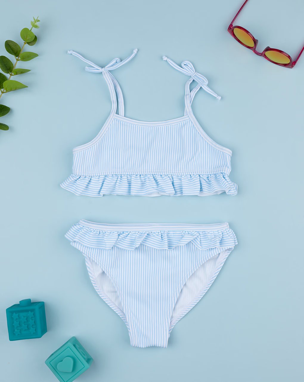 Prenatal Baby girl's bikini with blue stripes One Piece