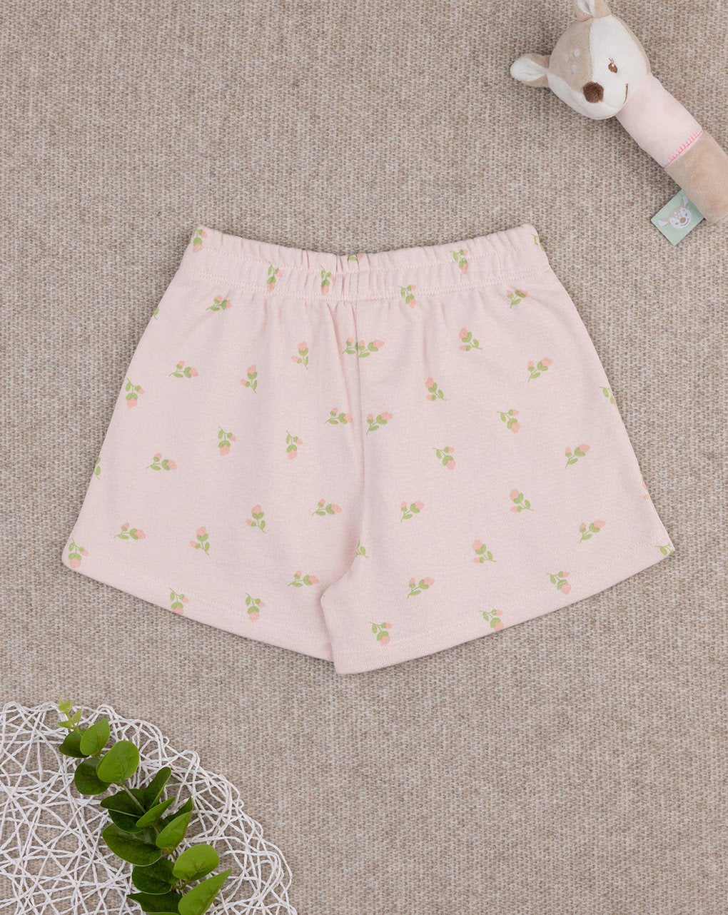 Prenatal Shorts for girls pink tulips allover Short