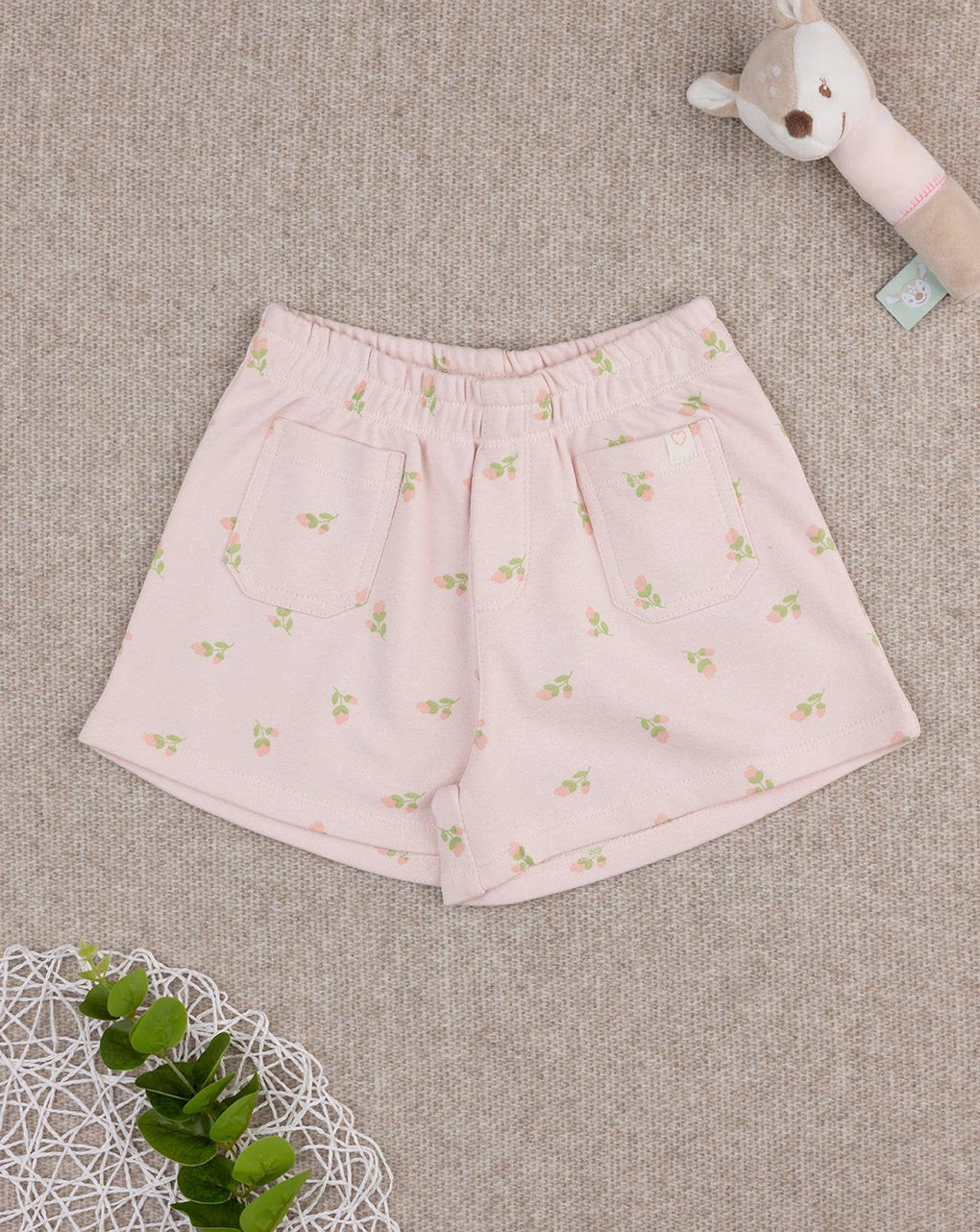 Prenatal Shorts for girls pink tulips allover Short