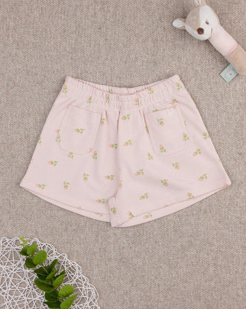 Prenatal Shorts for girls pink tulips allover Short