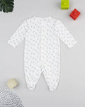 Prenatal Baby girl's white rib romper with allover flowers Overall