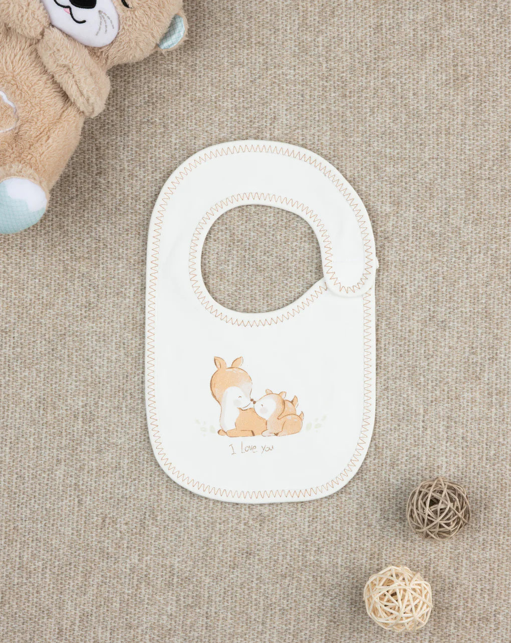 Prenatal Baby girl's bib with foxes Bib