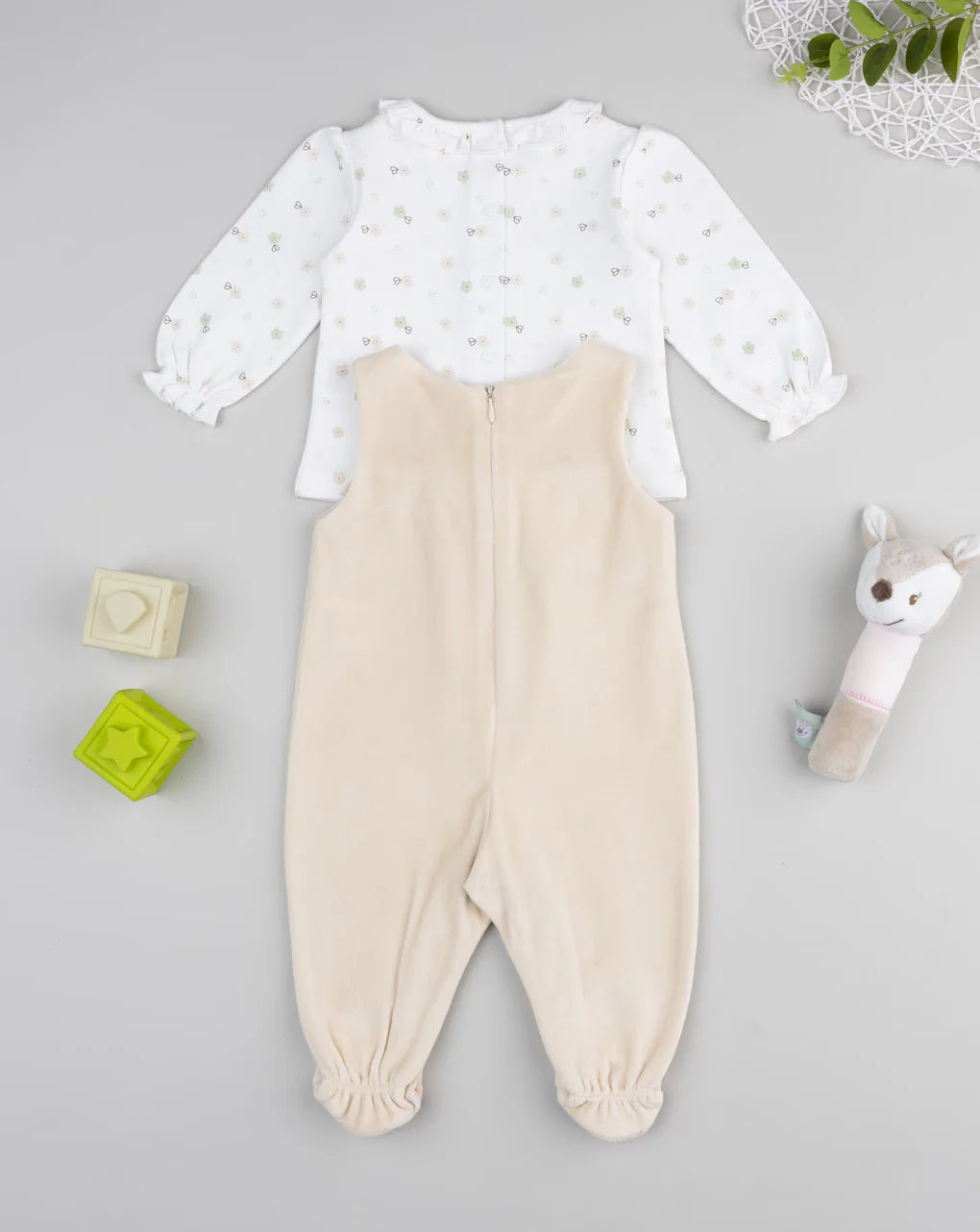 Prenatal Baby girl's beige overalls set Overall