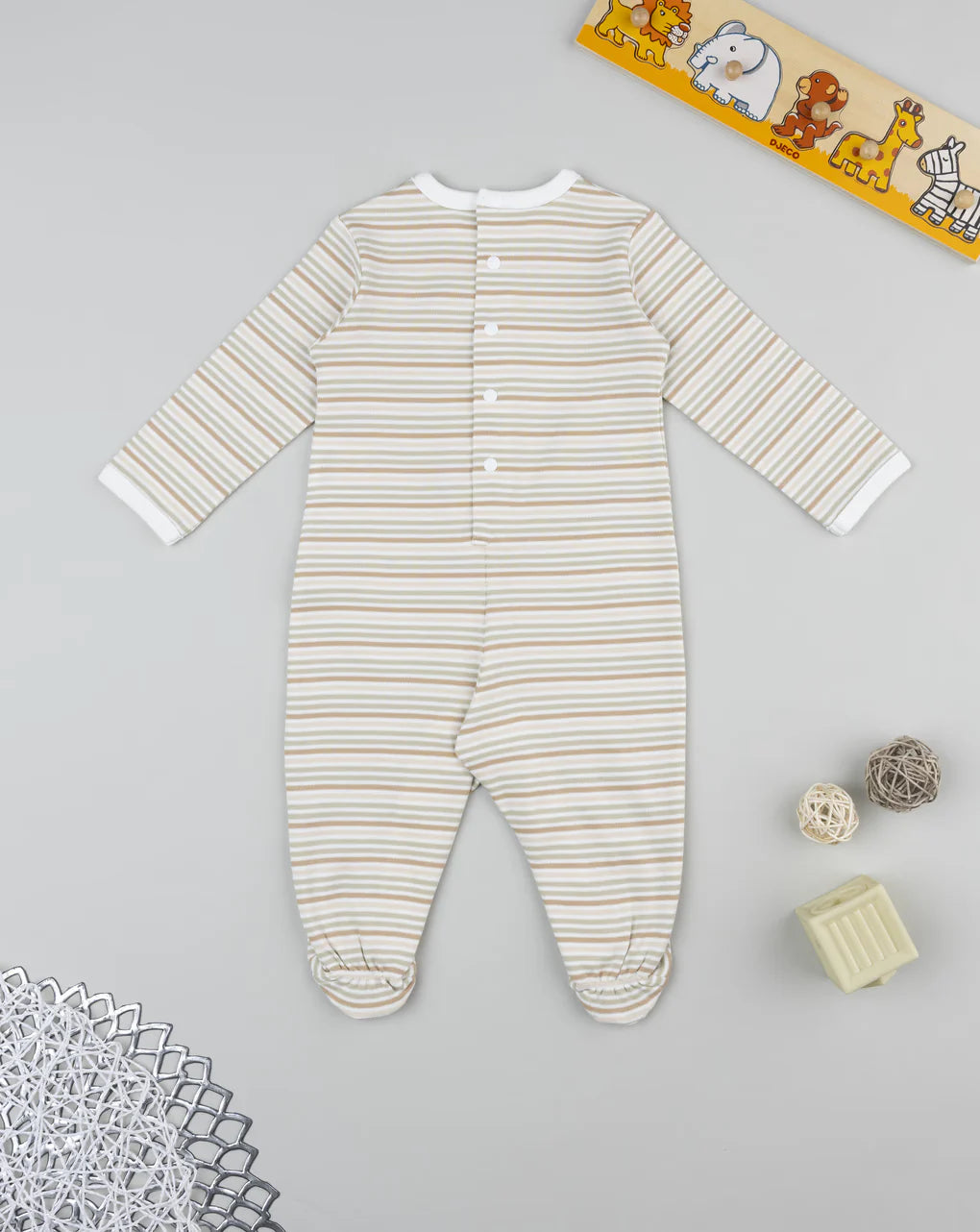 Prenatal Striped "lion" baby onesie Overall