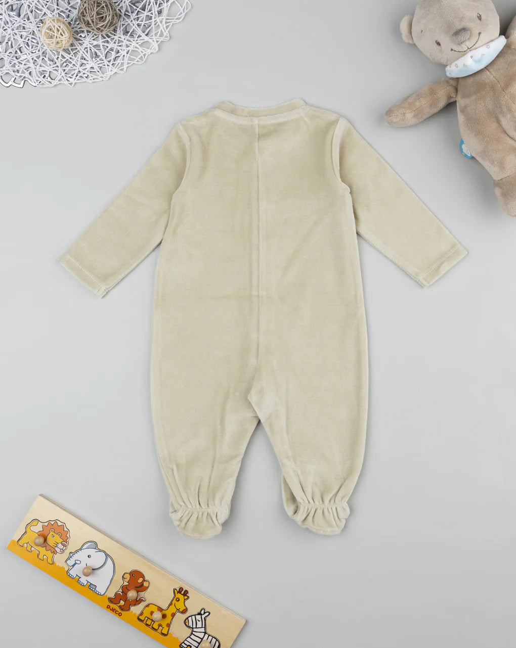 Prenatal Beige "lion" baby chenille onesie Overall