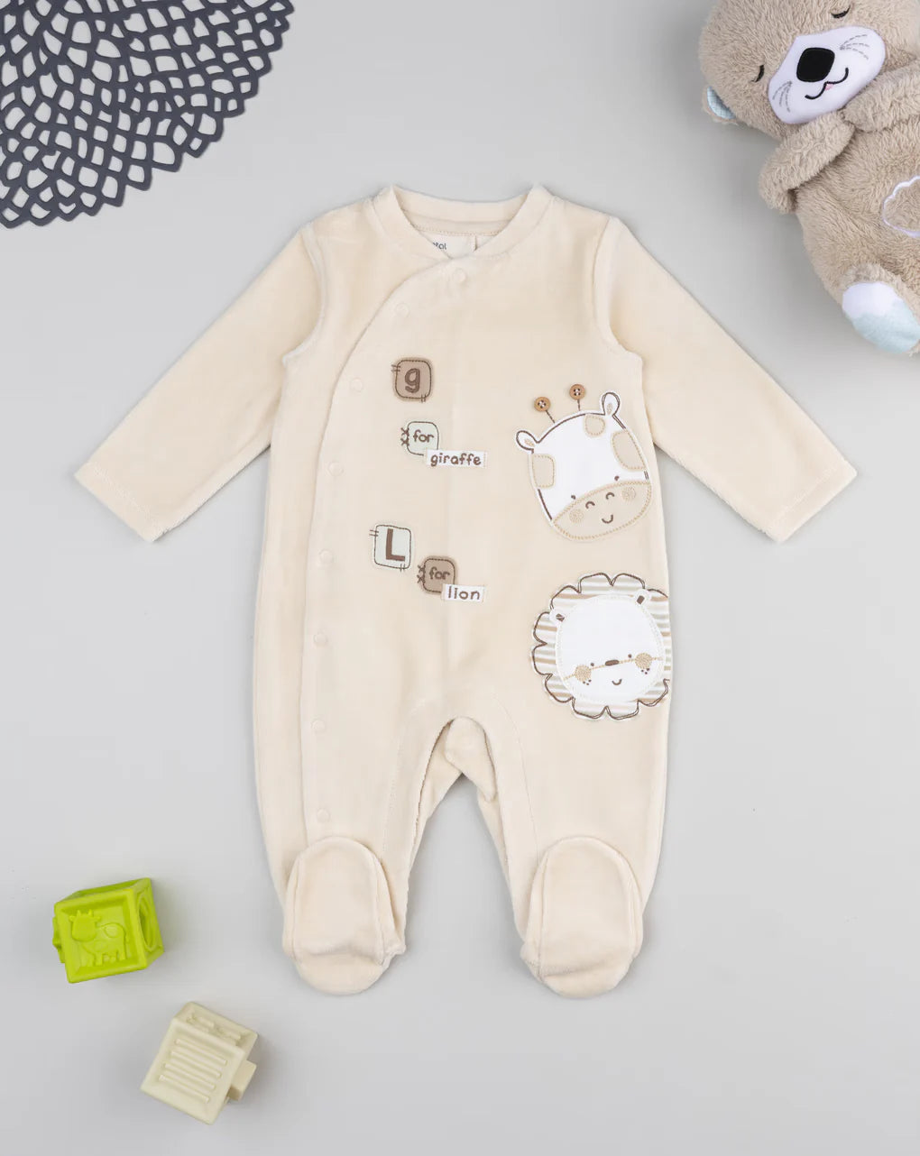 Prenatal Beige giraffe/lion baby onesie Overall