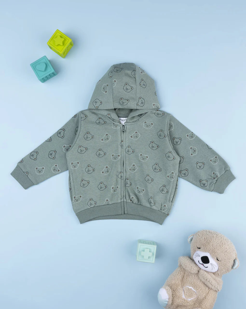 Prenatal Green allover sweatshirt for kids Hooded Jacket