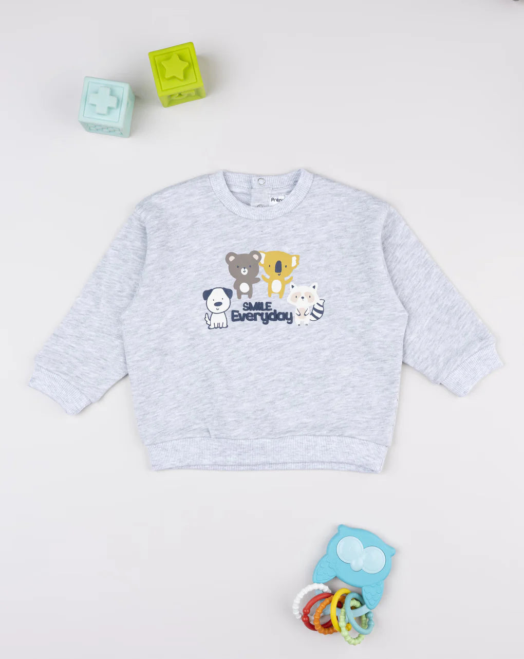 Prenatal Gray sweatshirt for kids with "smile everyday" print Sweater
