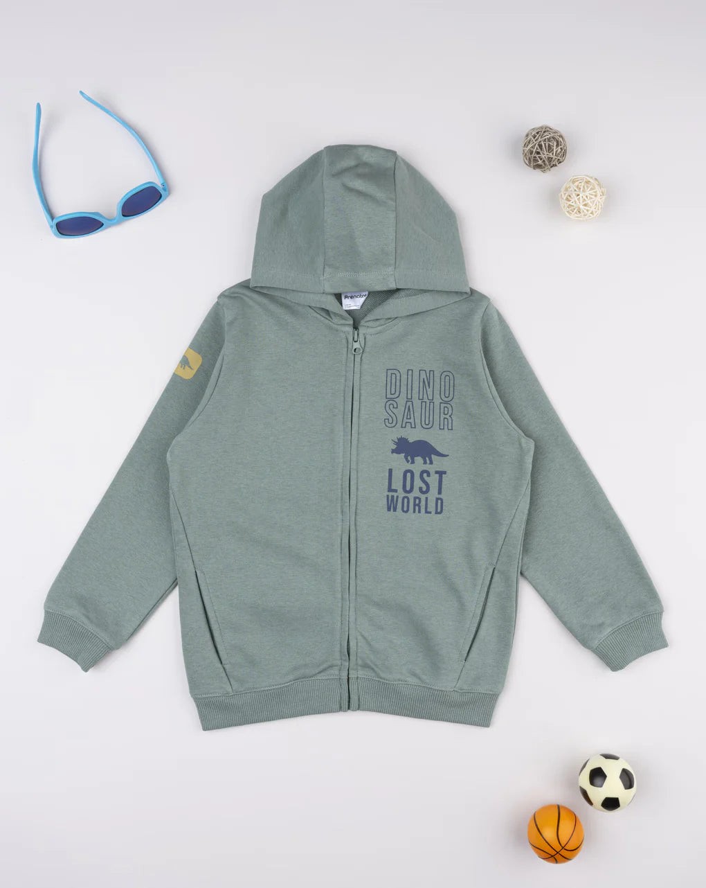 Prenatal Green children's hoodie with dinosaurs Hooded Jacket