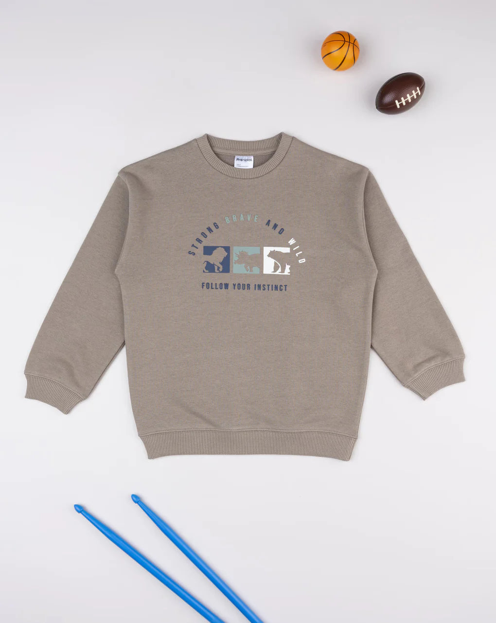 Prenatal Brown dinosaur print sweatshirt for kids Sweater