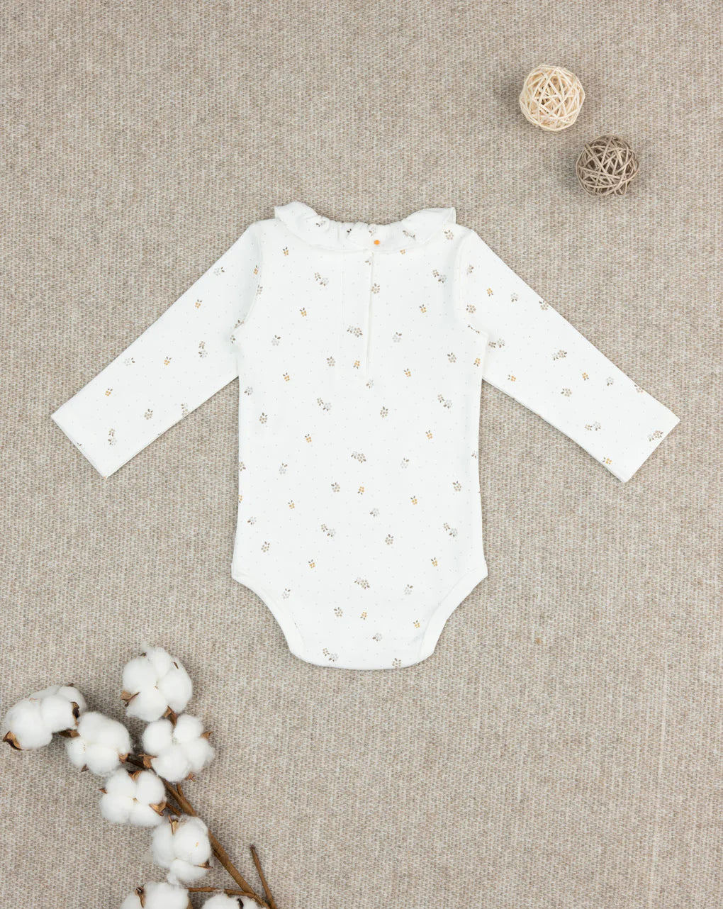 Prenatal White baby bodysuit with shawl collar Bodysuit