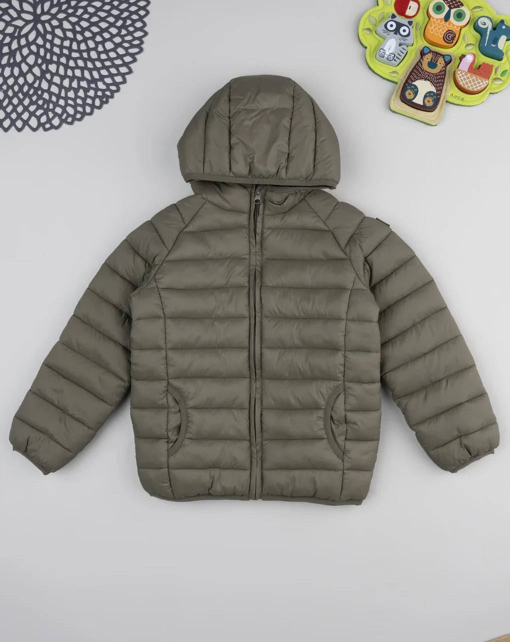 Prenatal Dark green children's jacket with hood Hooded Jacket