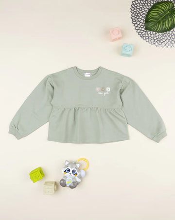 Prenatal Green sweatshirt with daisy print for girls Sweatshirt