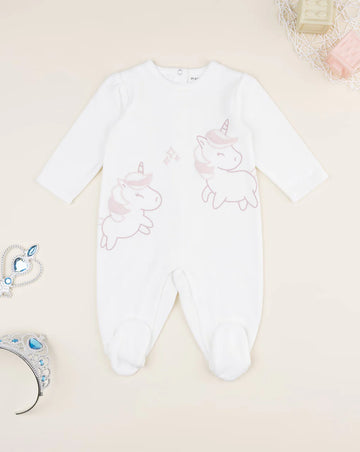 Prenatal White unicorn baby onesie Overall