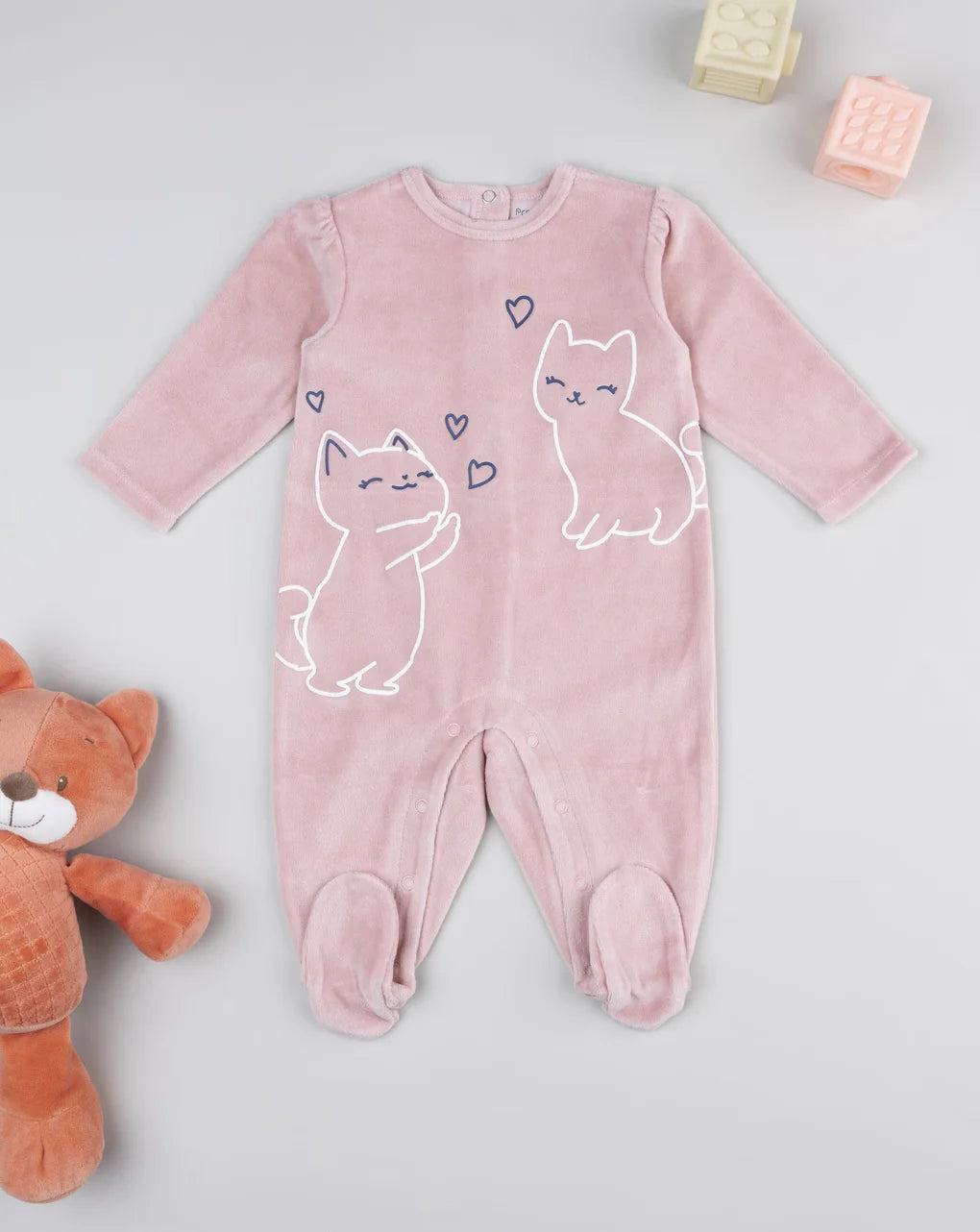 Prenatal Pink baby onesie with kittens Overall