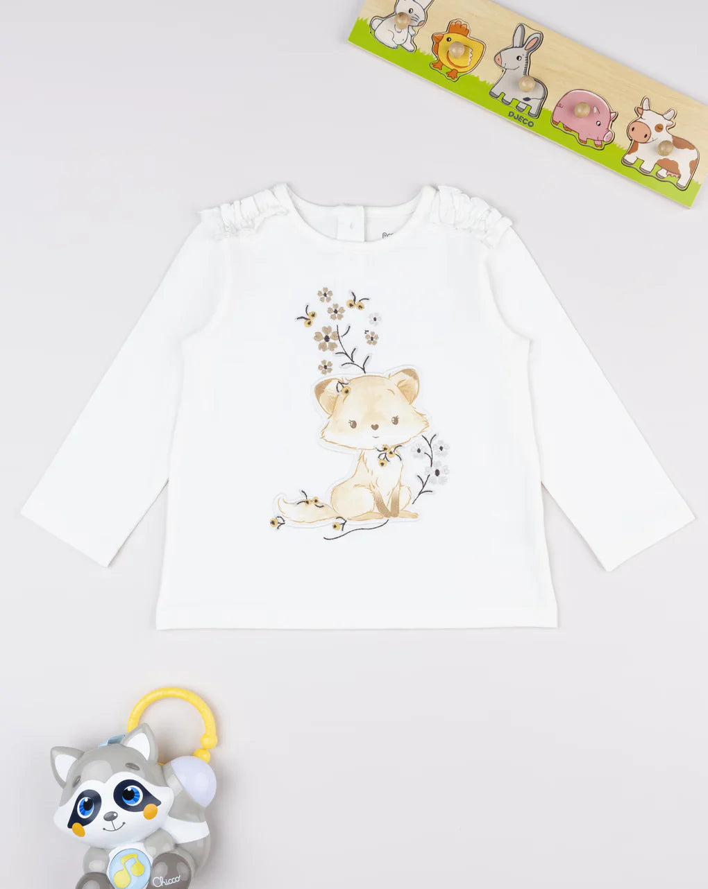 Prenatal White T-shirt with fox print for girls T-Shirt