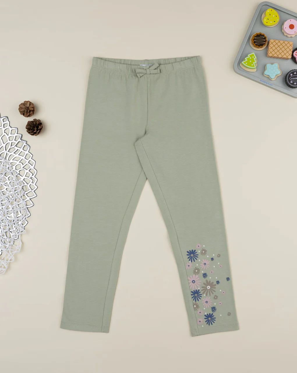 Prenatal Green flower print leggings for girls Legging