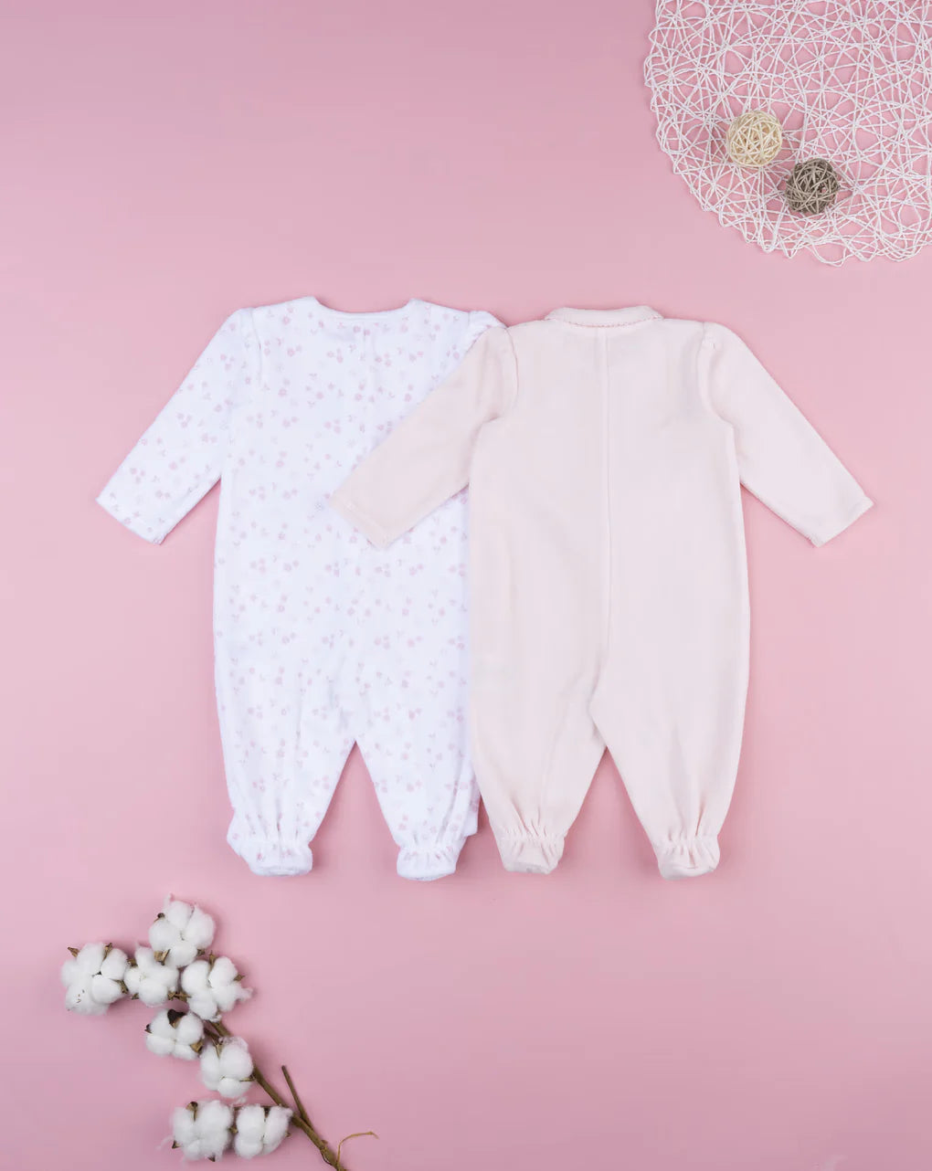 Prenatal Pack of 2 pink/white chenille baby onesies Overall
