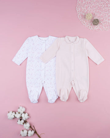 Prenatal Pack of 2 pink/white chenille baby onesies Overall