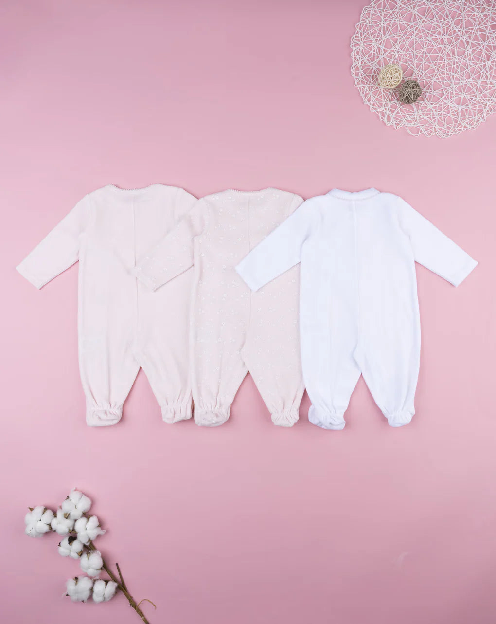 Prenatal Pack of 3 chenille baby rompers - layette Overall