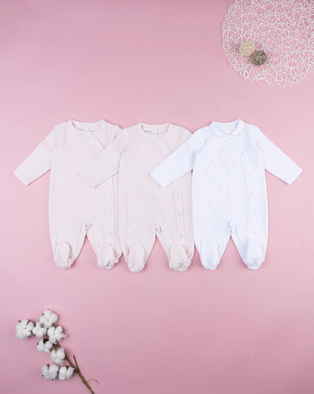 Prenatal Pack of 3 chenille baby rompers - layette Overall