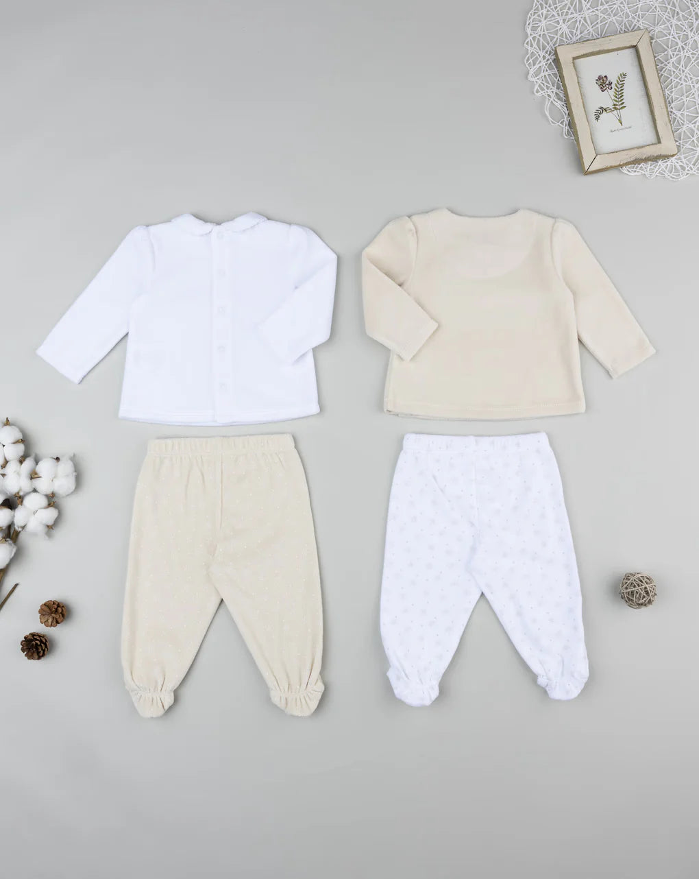 Prenatal Pack of 2 white/beige baby girl outfits Outdoor Set