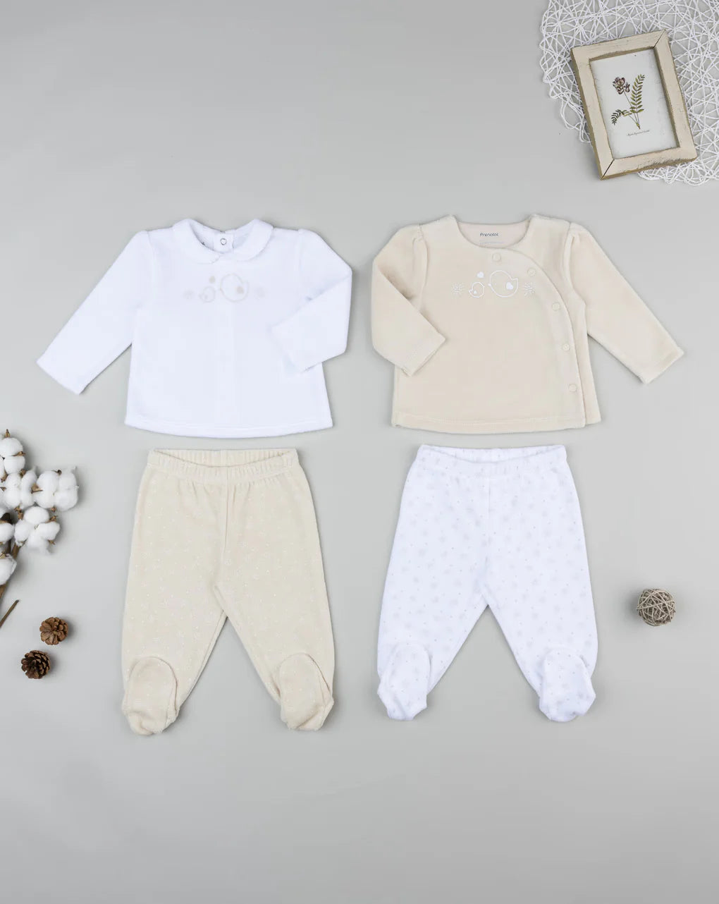 Prenatal Pack of 2 white/beige baby girl outfits Outdoor Set
